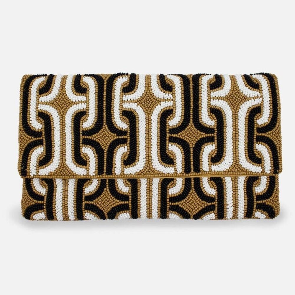 Mocha Beaded Clutch